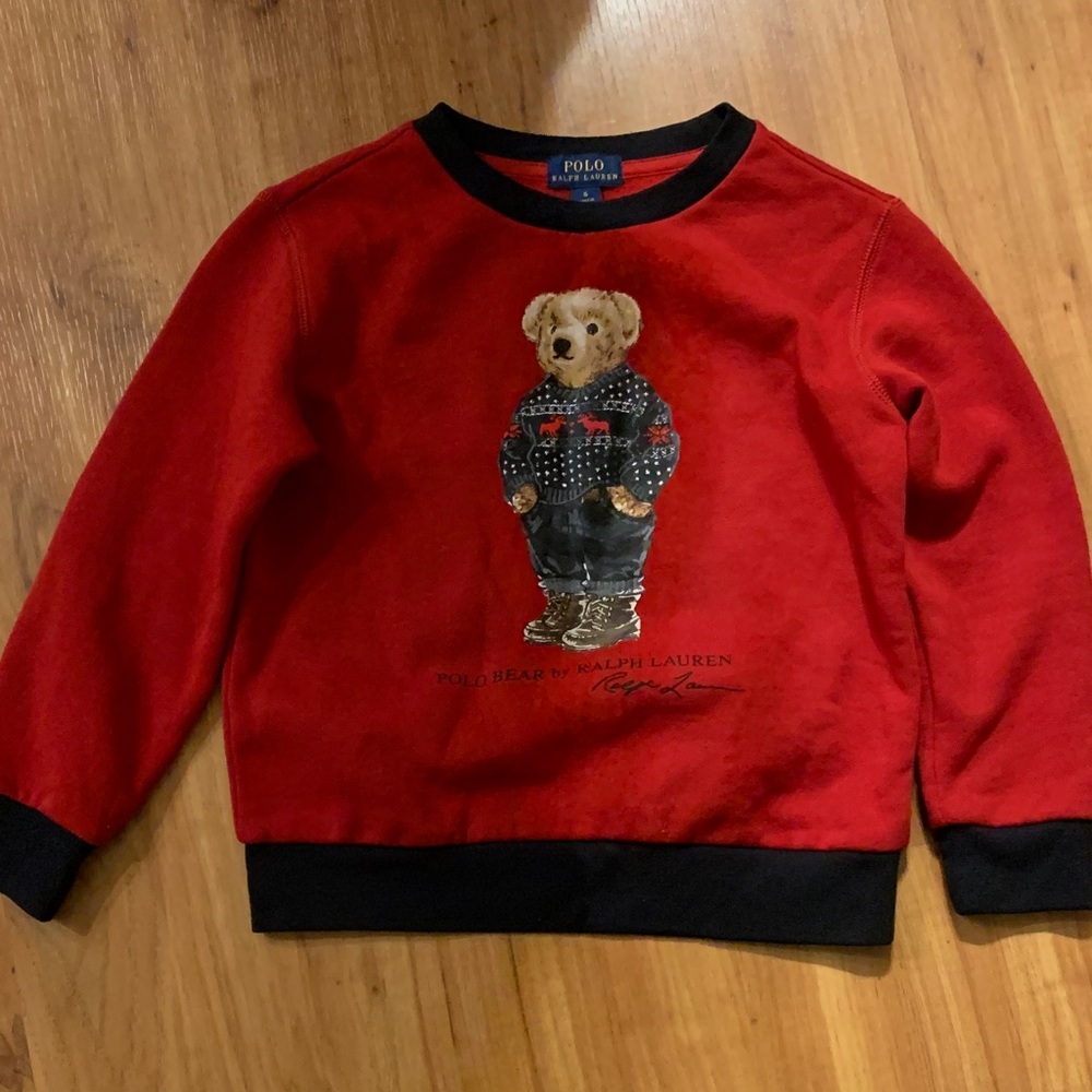 Polo by Ralph Lauren Kids Red Sweatshirt with Bear Design (Size 6)
